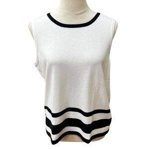 Village a Liz Claiborne Company Tank Top Women’s Large White and Navy Blue